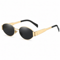 NOCT Aurel small full-rim geometric round sunglasses in Gold / Smoke on a white background