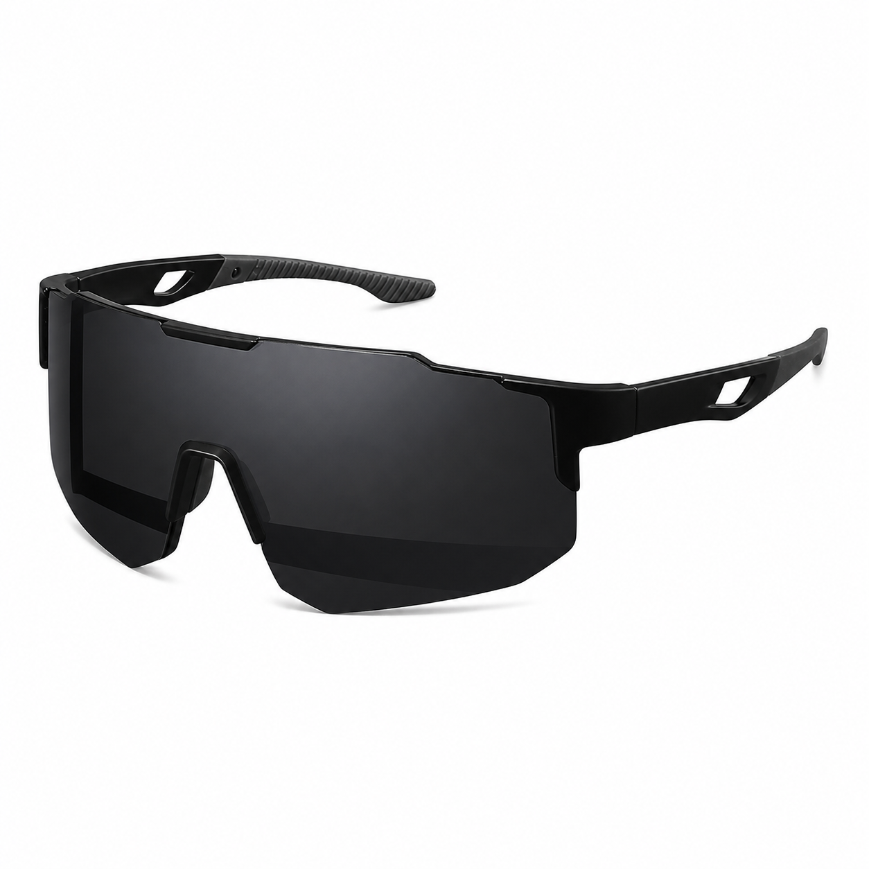 NOCT Axis oversized single-lens blade shield wrap sunglasses in Gray / Smoke on a white background
