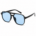 NOCT Bastion oversized square navigator full-rim with double bridge sunglasses in Black / Blue on a white background