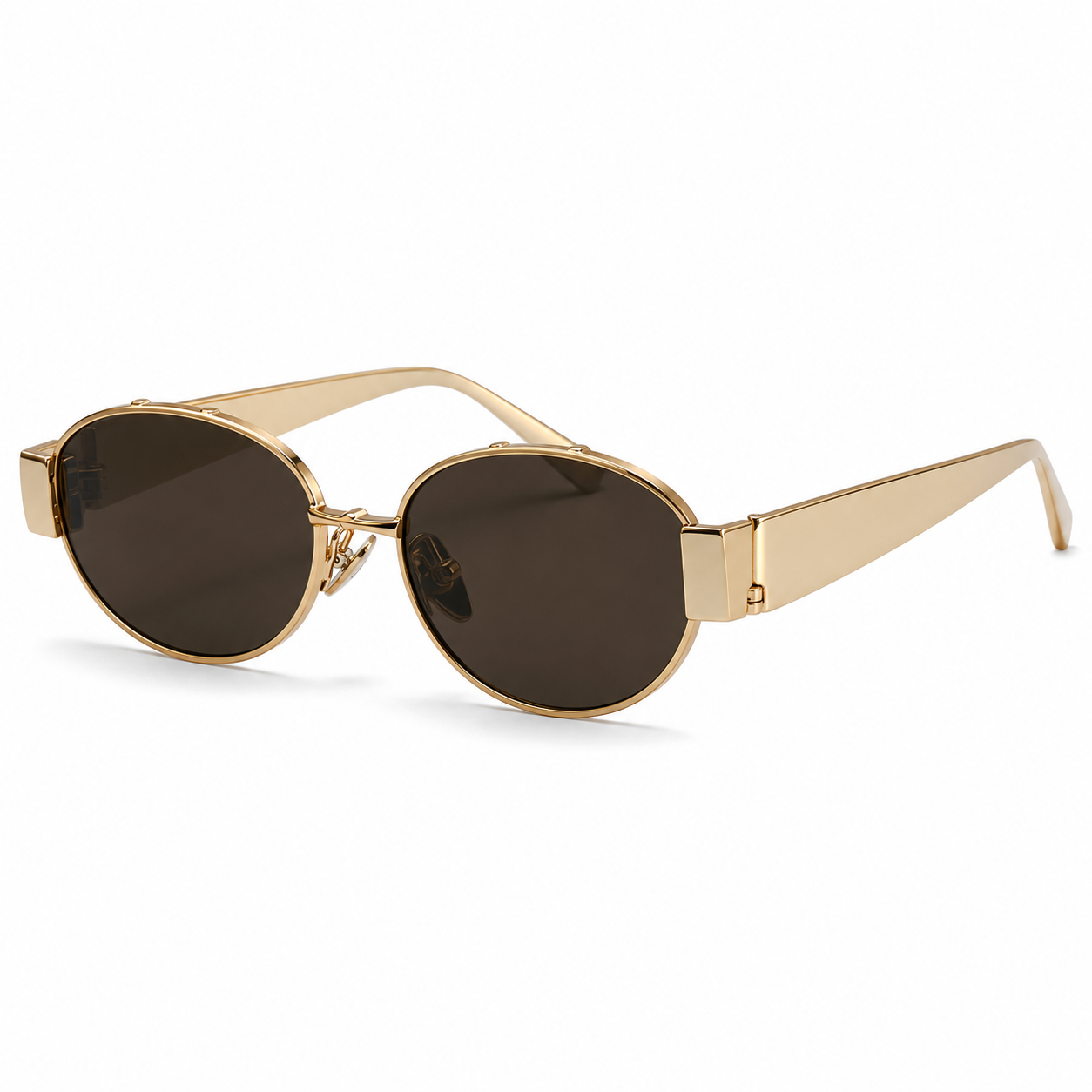 NOCT Celeste full-rim round-oval metal sunglasses in Gold / Brown on a white background
