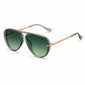 NOCT Crest full-rim rounded teardrop aviator with double bridge sunglasses in Gold / Green on a white background