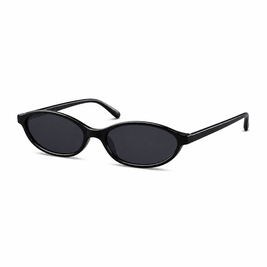 NOCT Echo slim full-rim horizontal oval sunglasses in Black / Smoke on a white background