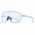 NOCT Glide oversized full-rim rectangular shield wrap sunglasses in Ice Blue / Blue on a white background