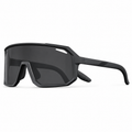 NOCT Kinetic oversized full-rim rectangular wrap shield sunglasses in Black / Smoke on a white background