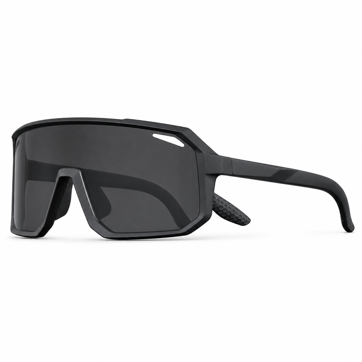 NOCT Kinetic oversized full-rim rectangular wrap shield sunglasses in Black / Smoke on a white background