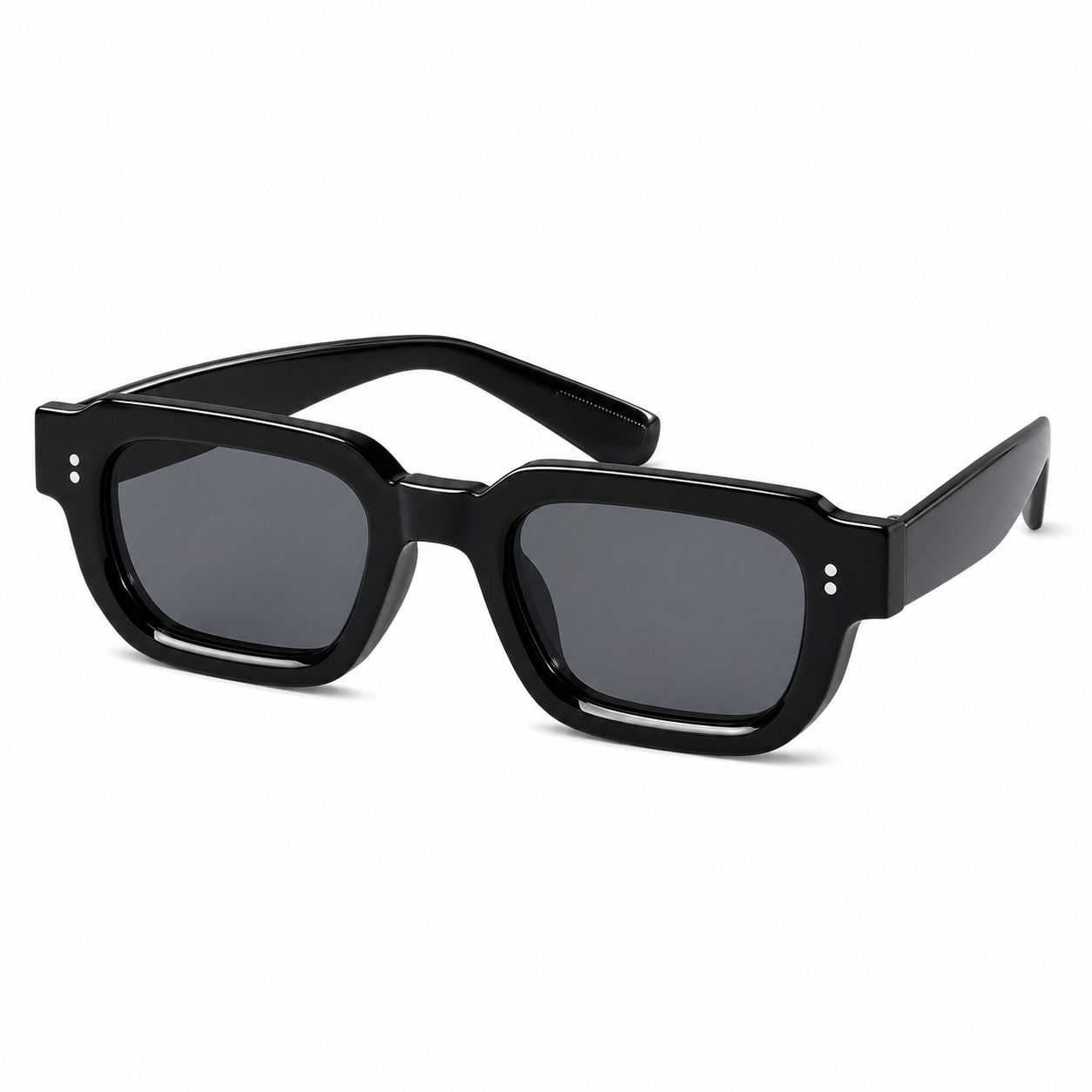 NOCT Kline narrow angular rectangular full-rim sunglasses in Black / Smoke on a white background