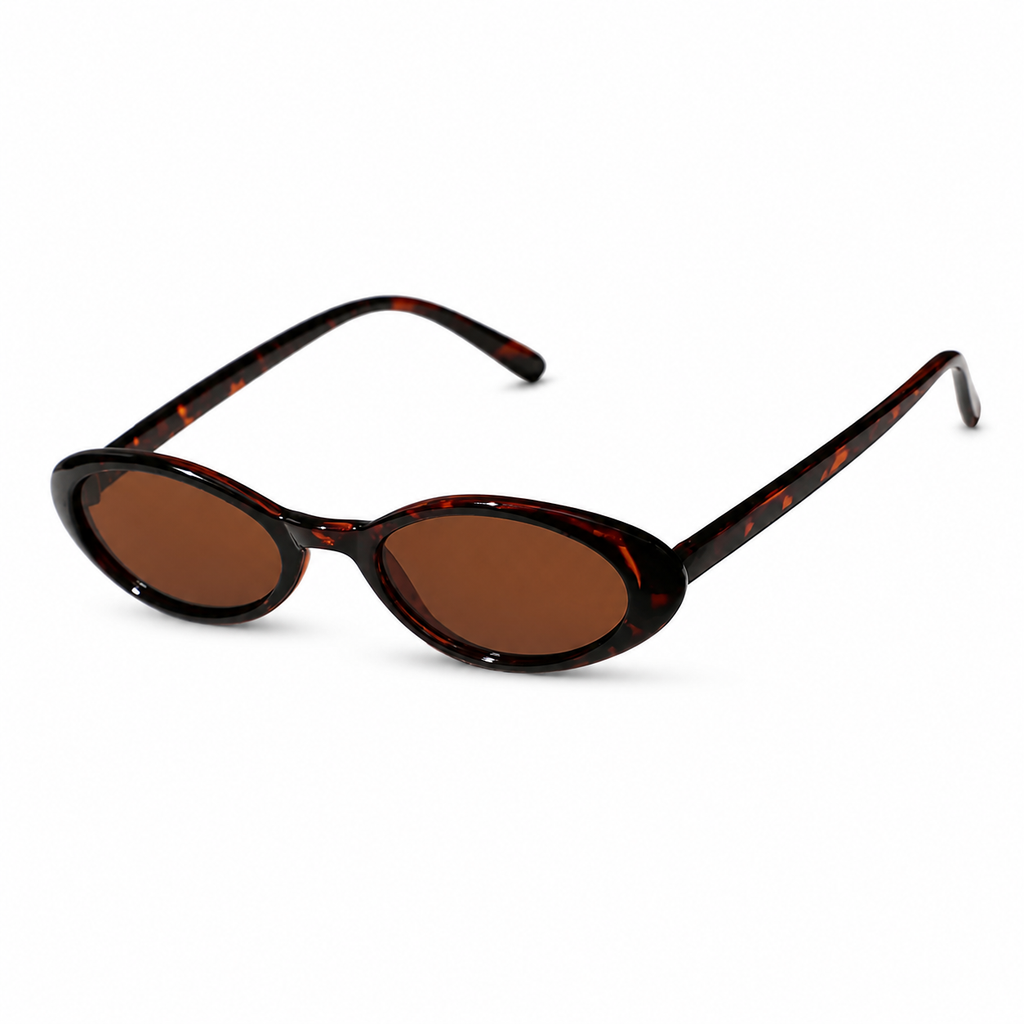 NOCT Lunar slim full-rim horizontal oval sunglasses in Tortoiseshell / Brown on a white background