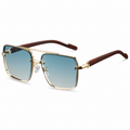 NOCT Meridian oversized full-rim square navigator with double bridge sunglasses in Gold / Blue on a white background