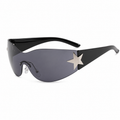 NOCT Nexus rimless curved one-piece shield wrap sunglasses in Silver / Smoke on a white background