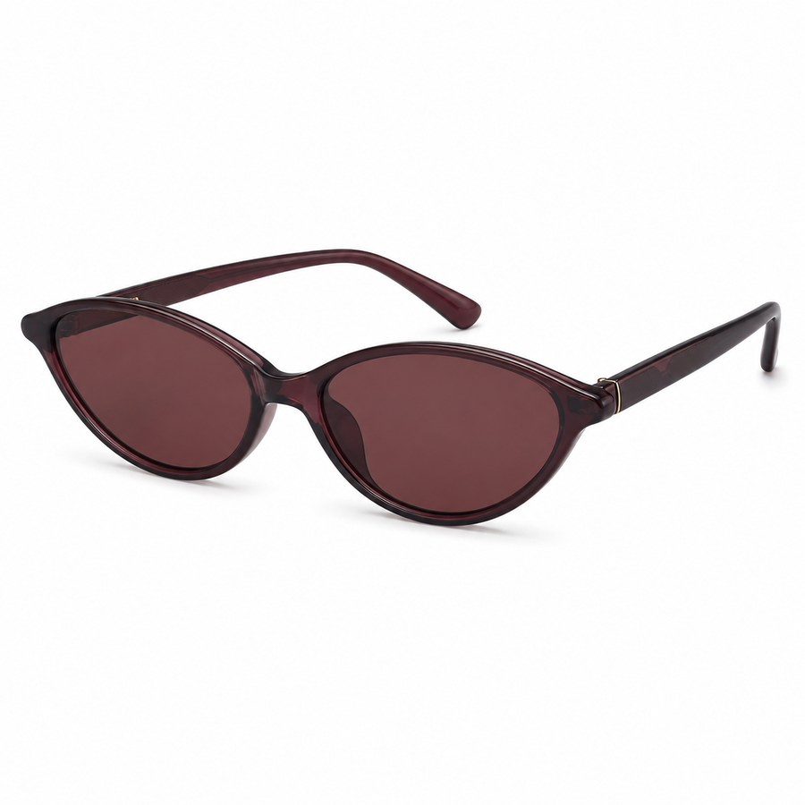 NOCT Opaline slim full-rim almond oval sunglasses in Burgundy / Brown on a white background