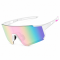 NOCT Prism semi-rimless angular blade shield sunglasses in White / Mirror on a white background