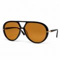 NOCT Reign oversized full-rim teardrop navigator with triangular double bridge sunglasses in Gold / Amber on a white background