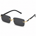 NOCT Rift rimless narrow beveled rectangle sunglasses in Gold / Smoke on a white background