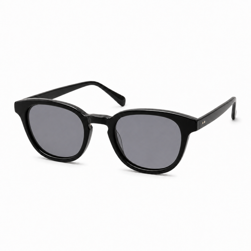 NOCT Rune rounded square panto full-rim sunglasses in Black / Smoke on a white background