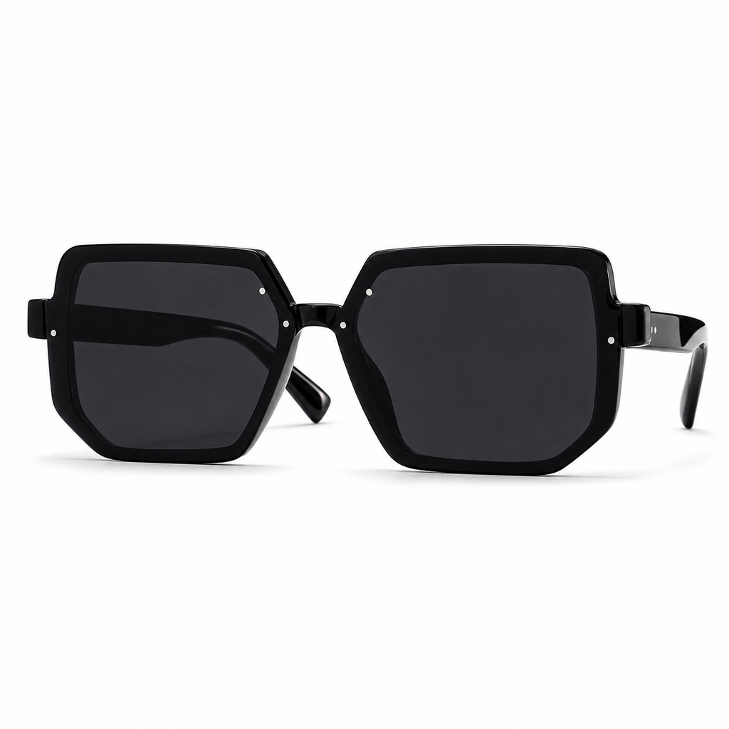 NOCT Slate oversized angular square full-rim sunglasses in Black / Smoke on a white background