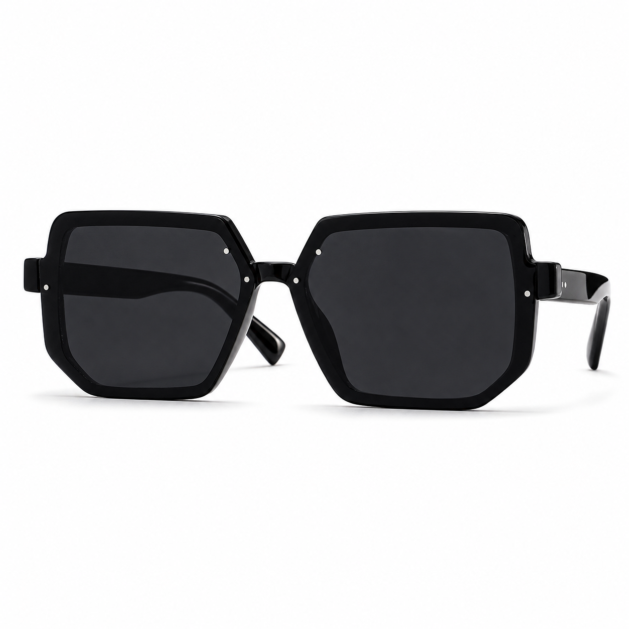 NOCT Slate oversized angular square full-rim sunglasses in Black / Smoke on a white background