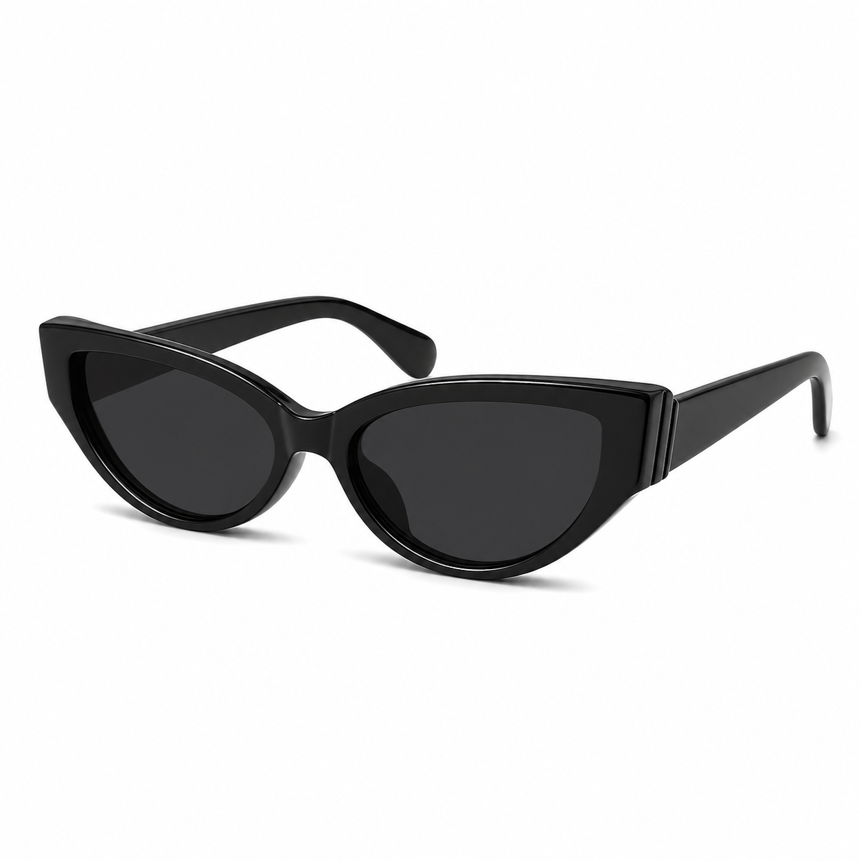 NOCT Solace sculpted upswept cat-eye with oval lens openings sunglasses in Black / Smoke on a white background