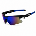 NOCT Strike semi-rimless wraparound blade shield sunglasses in Blue / Blue Mirror on a white background