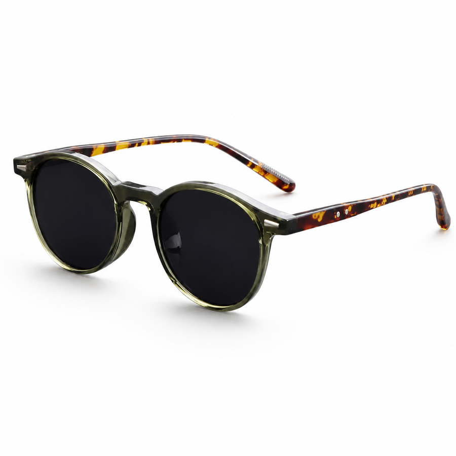 NOCT Sylva full-rim panto round with softly flattened brow sunglasses in Tortoiseshell / Smoke on a white background