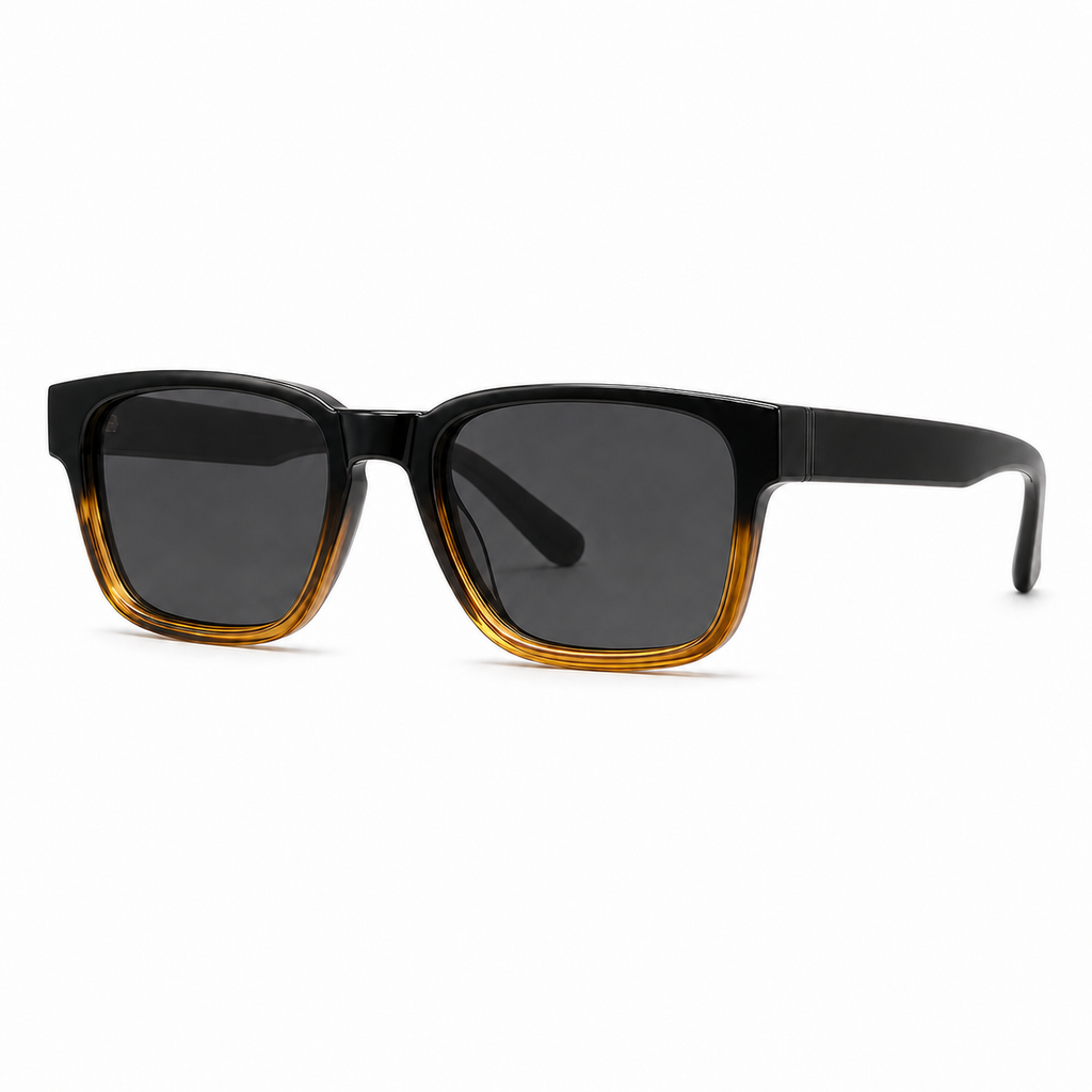NOCT Titan thick square full-rim sunglasses in Black / Smoke on a white background