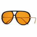 NOCT Torque oversized full-rim teardrop navigator with triangular double bridge sunglasses in Gold / Amber on a white background