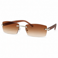 NOCT Veyra rimless narrow angular rectangle sunglasses in Silver / Brown on a white background