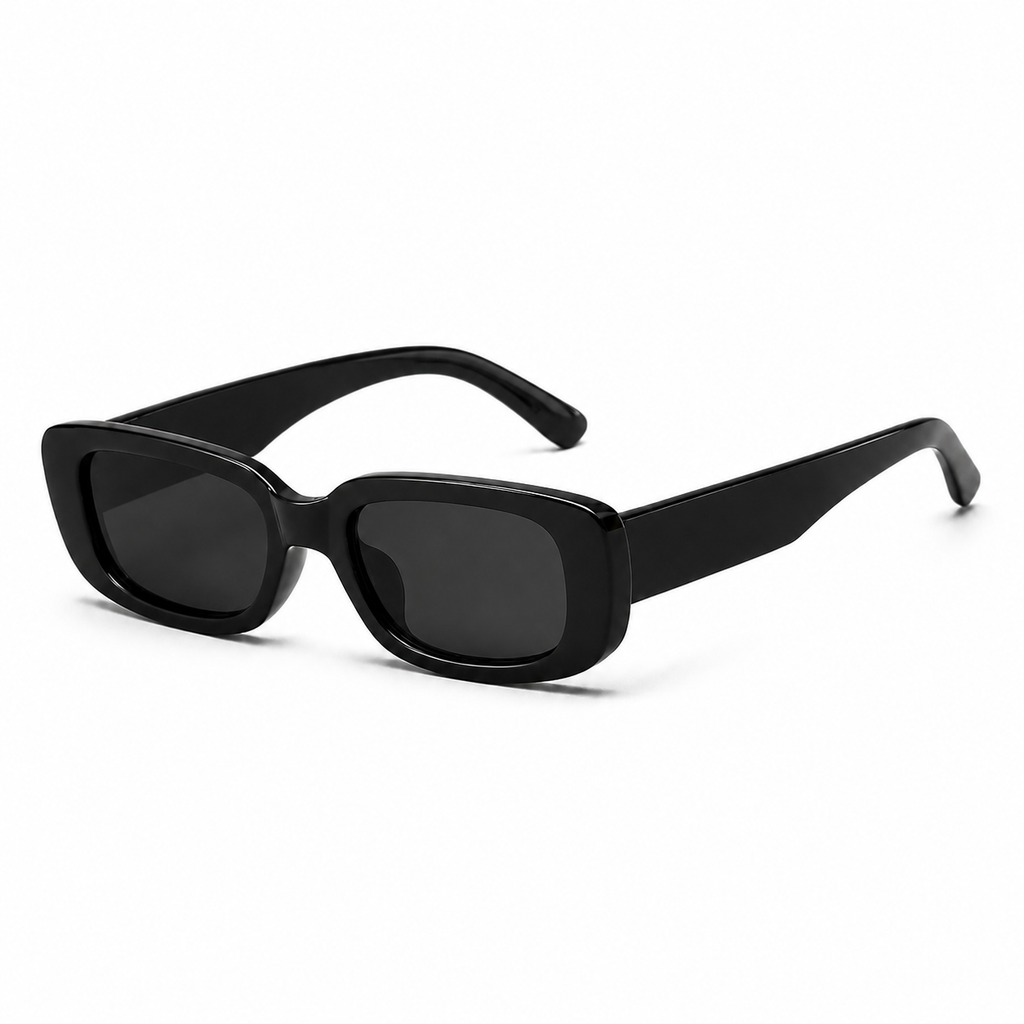 NOCT Void narrow rounded rectangular full-rim sunglasses in Black / Smoke on a white background