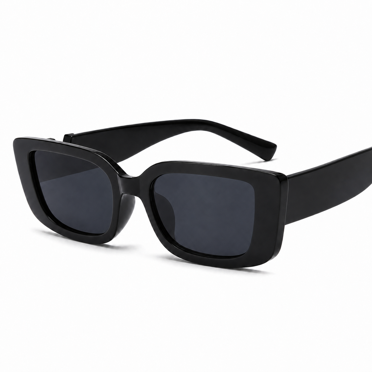 NOCT Wraith narrow upswept rectangular full-rim sunglasses in Black / Smoke on a white background